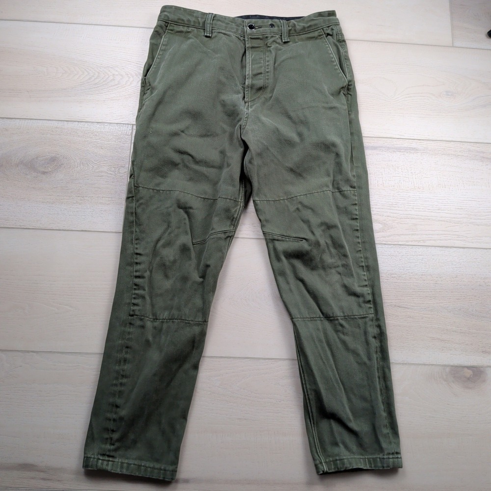 Rag & Bone Mens 30x26 Olive Green Articulated Double Knee Button Fly Work Pants
